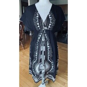 Sepogee Black Cream Lined Floral Gauze Dress Size M